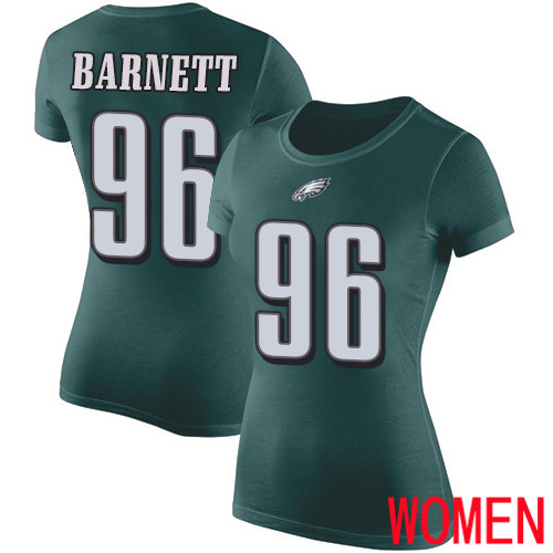Women Philadelphia Eagles #96 Derek Barnett Green Rush Pride Name and Number NFL T Shirt->nfl t-shirts->Sports Accessory